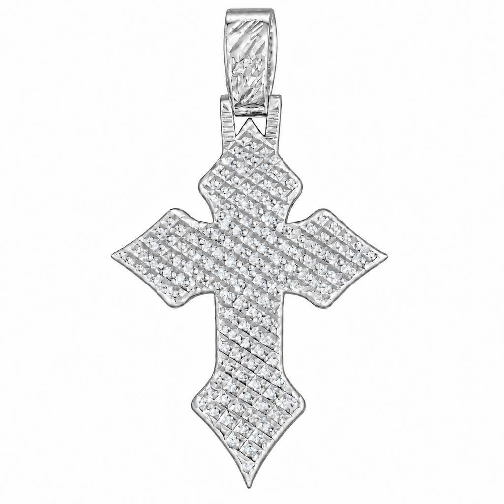 Silver Lab Grown Diamond Cross Charm-6.31 CTW