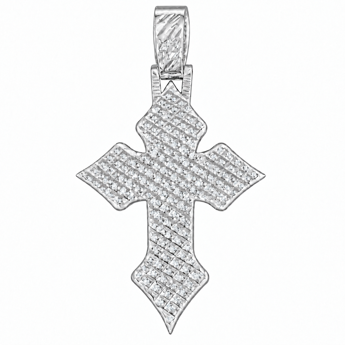 Silver Lab Grown Diamond Cross Charm-6.31 CTW