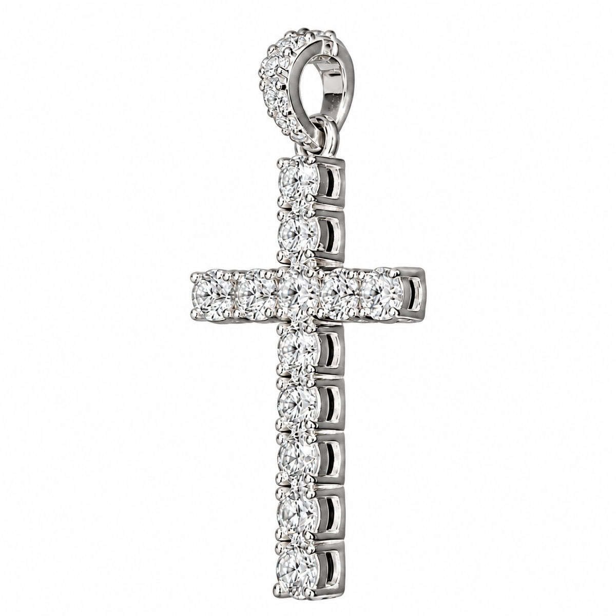 Silver Lab Grown Diamond Silver Cross Charm-6.70 CTW