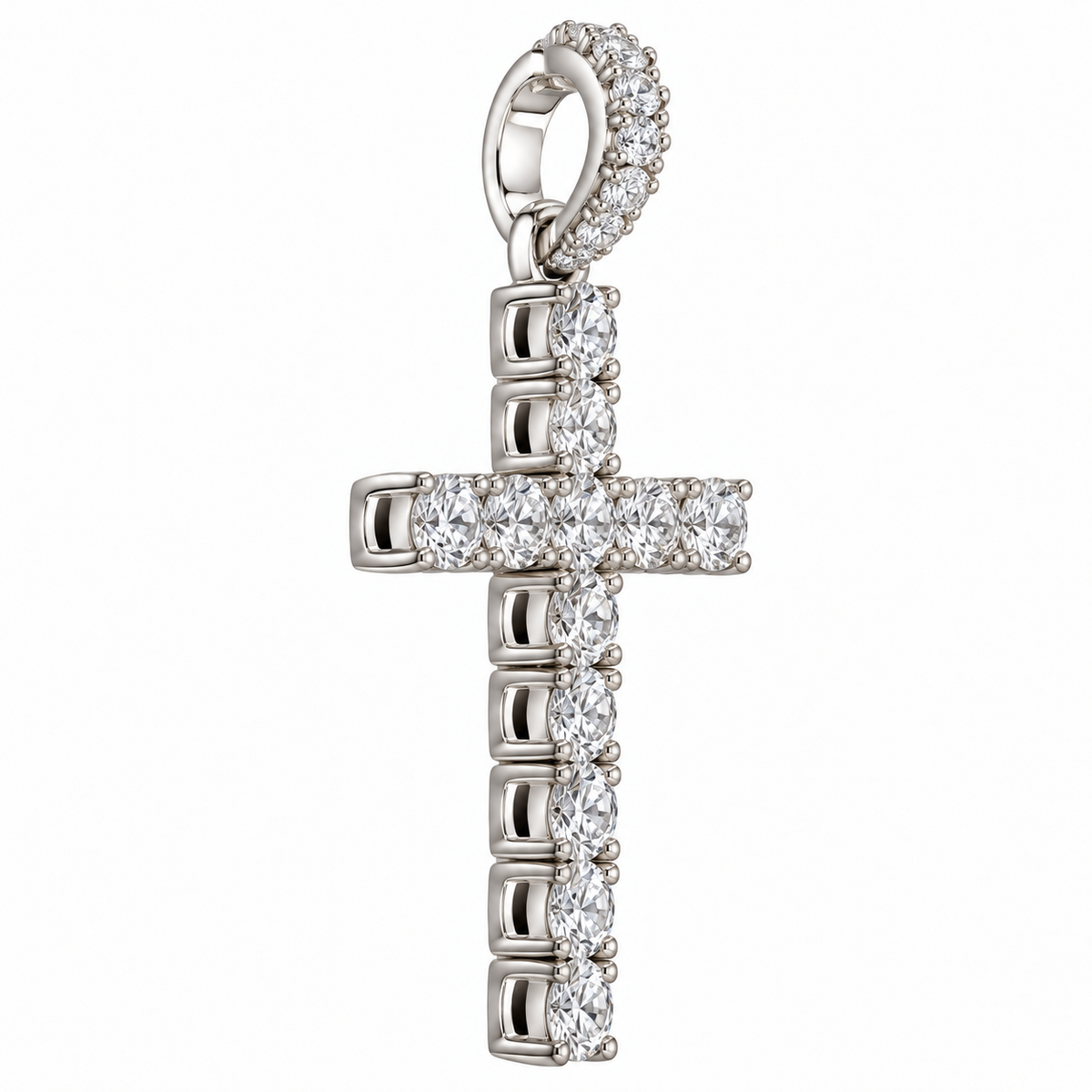 Silver Lab Grown Diamond Silver Cross Charm-6.70 CTW