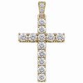 Silver Lab Grown Diamond Yellow Cross Charm-6.70 CTW