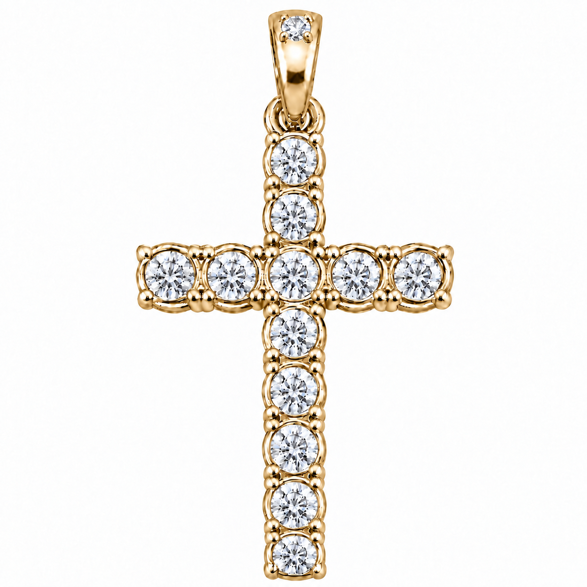 Silver Lab Grown Diamond Yellow Cross Charm-6.70 CTW