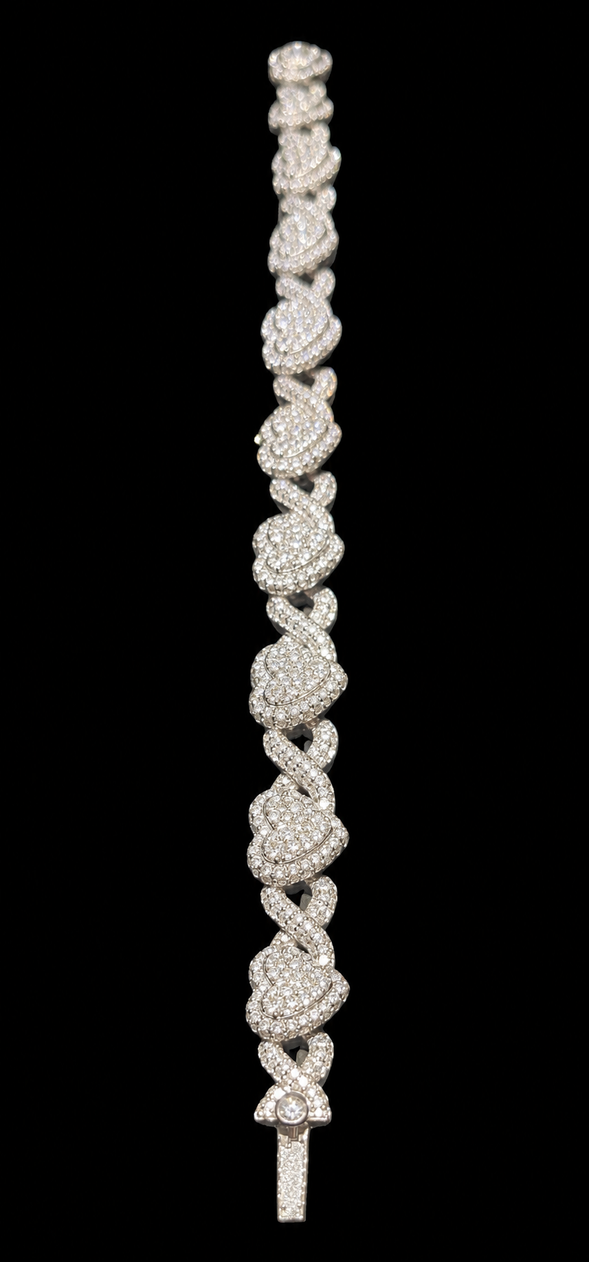 Silver Lab Grown Diamond Heart Infinity Bracelet -8.72 Ctw