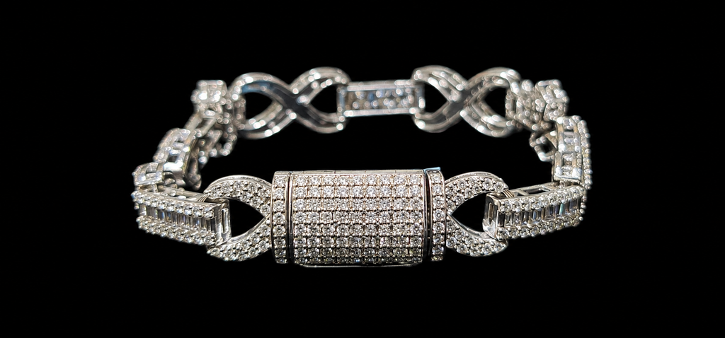 Silver Lab Grown Diamond Cross Infinity Bracelet-7.6 CTW