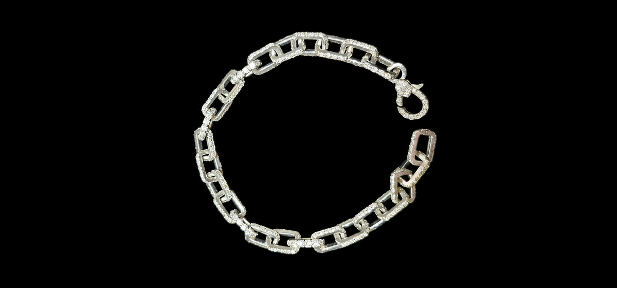 Silver Lab Grown Diamond Link Bracelet-10.90 CTW