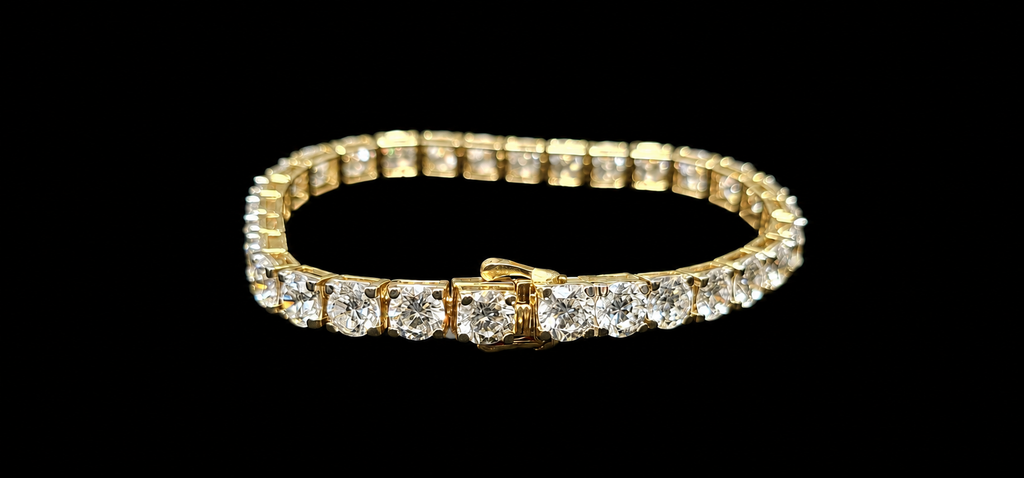 14KT Yellow Gold Lab-Grown Diamond Tennis Bracelet-18.01 CTW
