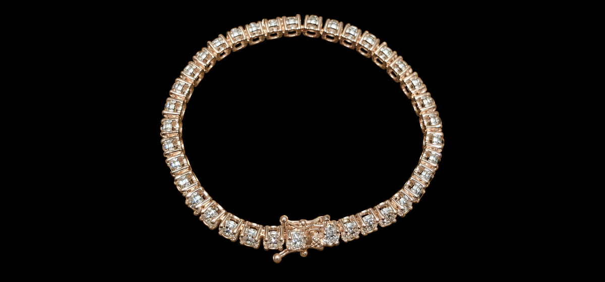 Silver Lab Grown Diamond Rose Gold Tennis Bracelet-19 CTW