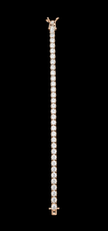 Silver Lab Grown Diamond Rose Gold Tennis Bracelet-19 CTW