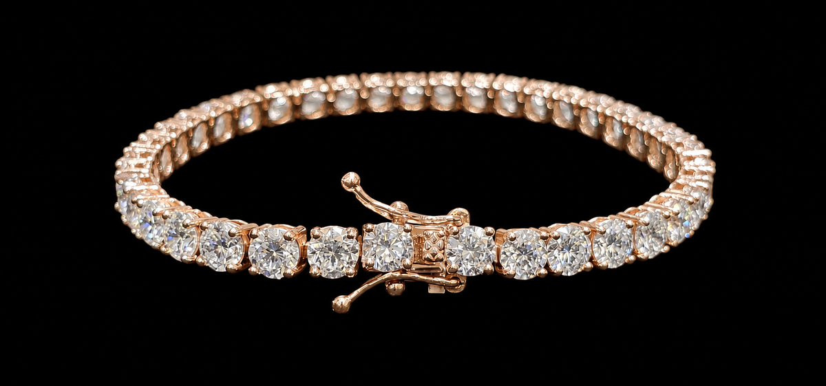 Silver Lab Grown Diamond Rose Gold Tennis Bracelet-19 CTW