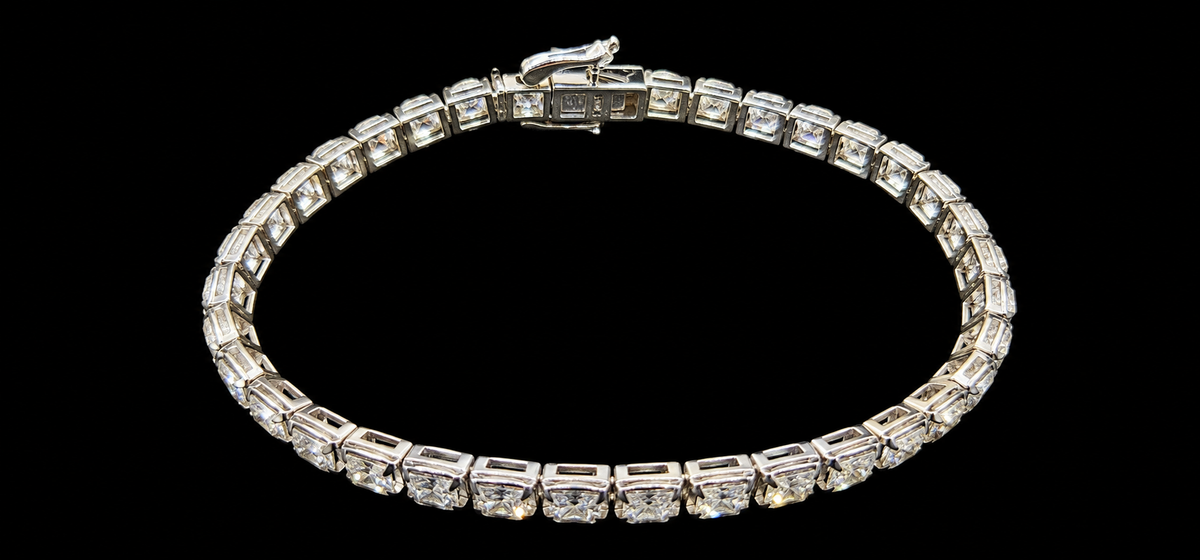 14KT White Gold Lab-Grown Diamond Tennis Bracelet-10.01 CTW