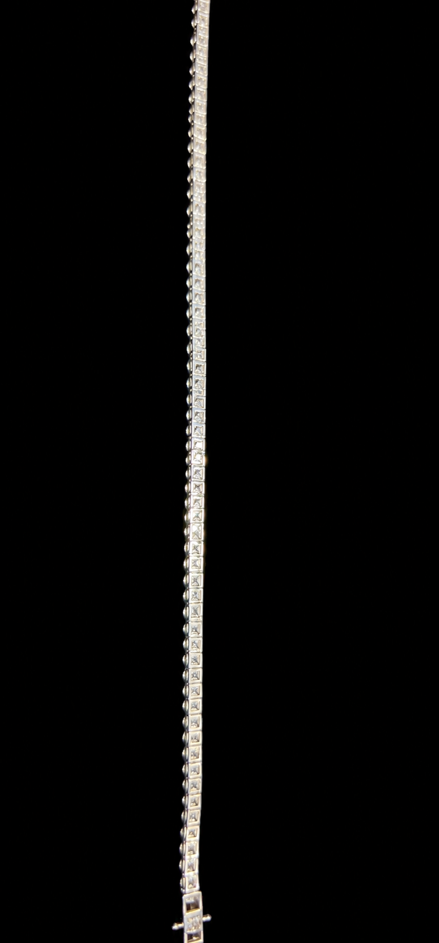 14KT White Gold Square-Cut Lab-Grown Diamond Tennis Bracelet-3.15 CTW