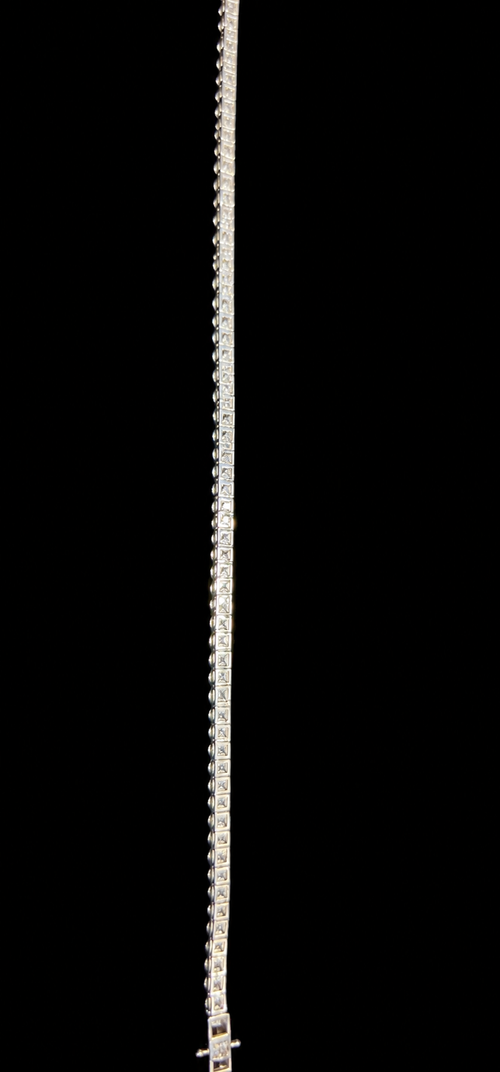 14KT White Gold Square-Cut Lab-Grown Diamond Tennis Bracelet-3.15 CTW