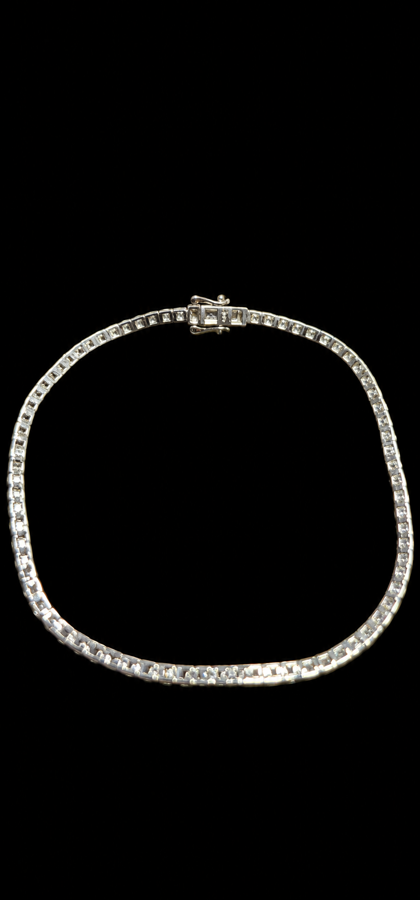 14KT White Gold Square-Cut Lab-Grown Diamond Tennis Bracelet-3.15 CTW