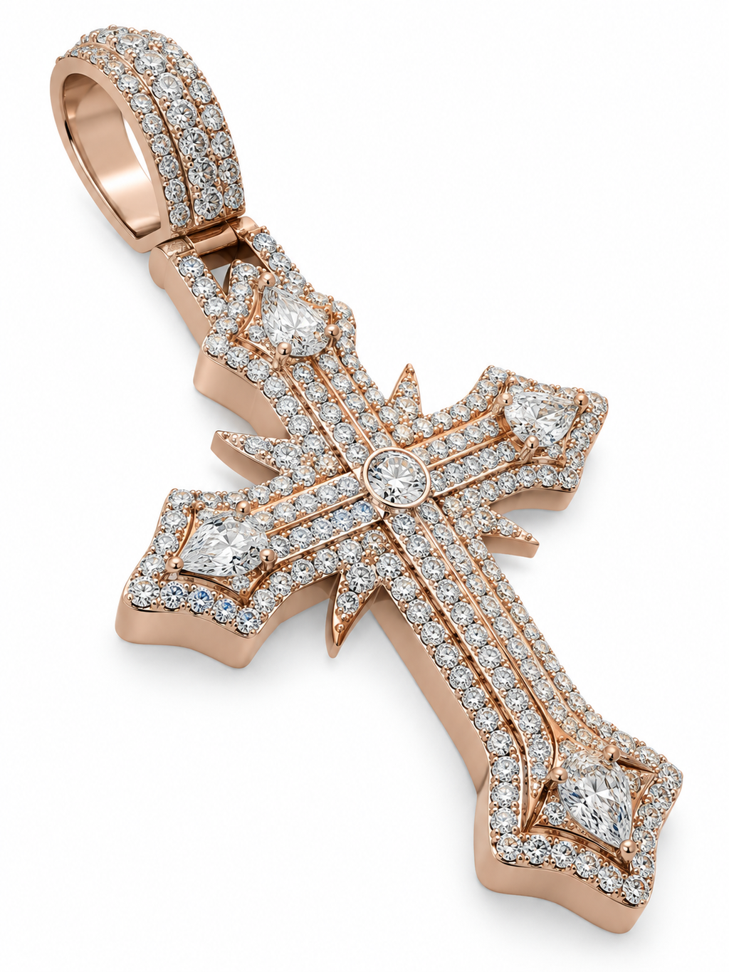 Rose Gold Lab-Grown Diamond Cross Charm – 6.30 CTW