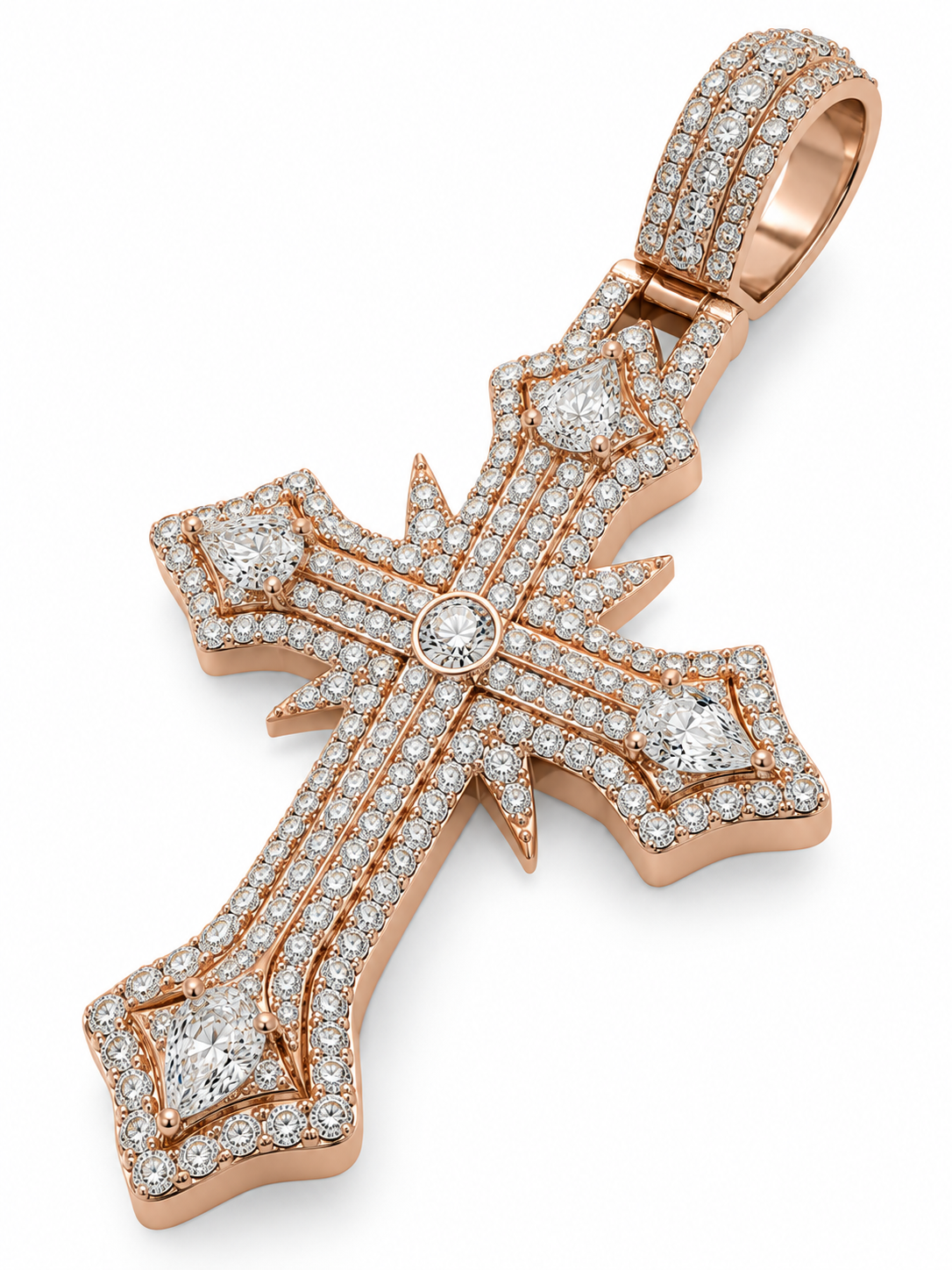 Rose Gold Lab-Grown Diamond Cross Charm – 6.30 CTW
