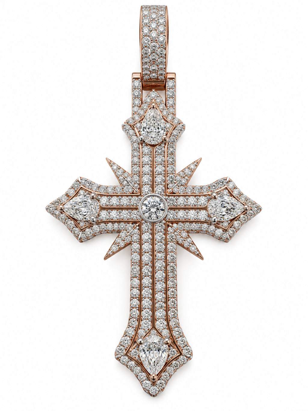 Rose Gold Lab-Grown Diamond Cross Charm – 6.30 CTW