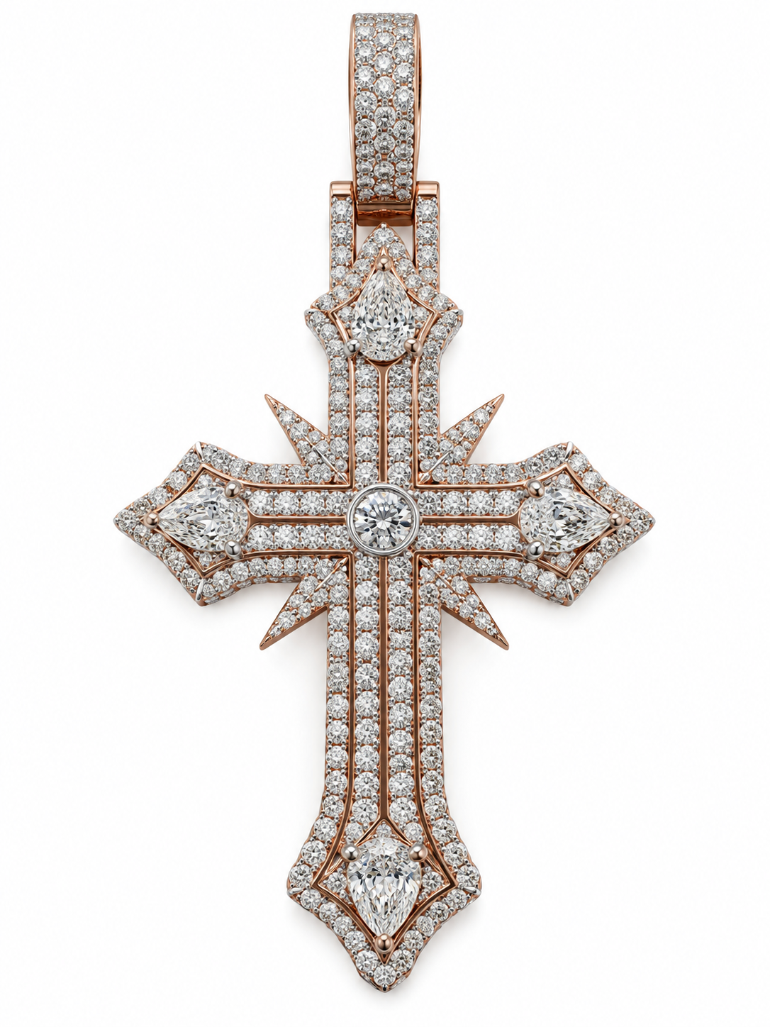 Rose Gold Lab-Grown Diamond Cross Charm – 6.30 CTW