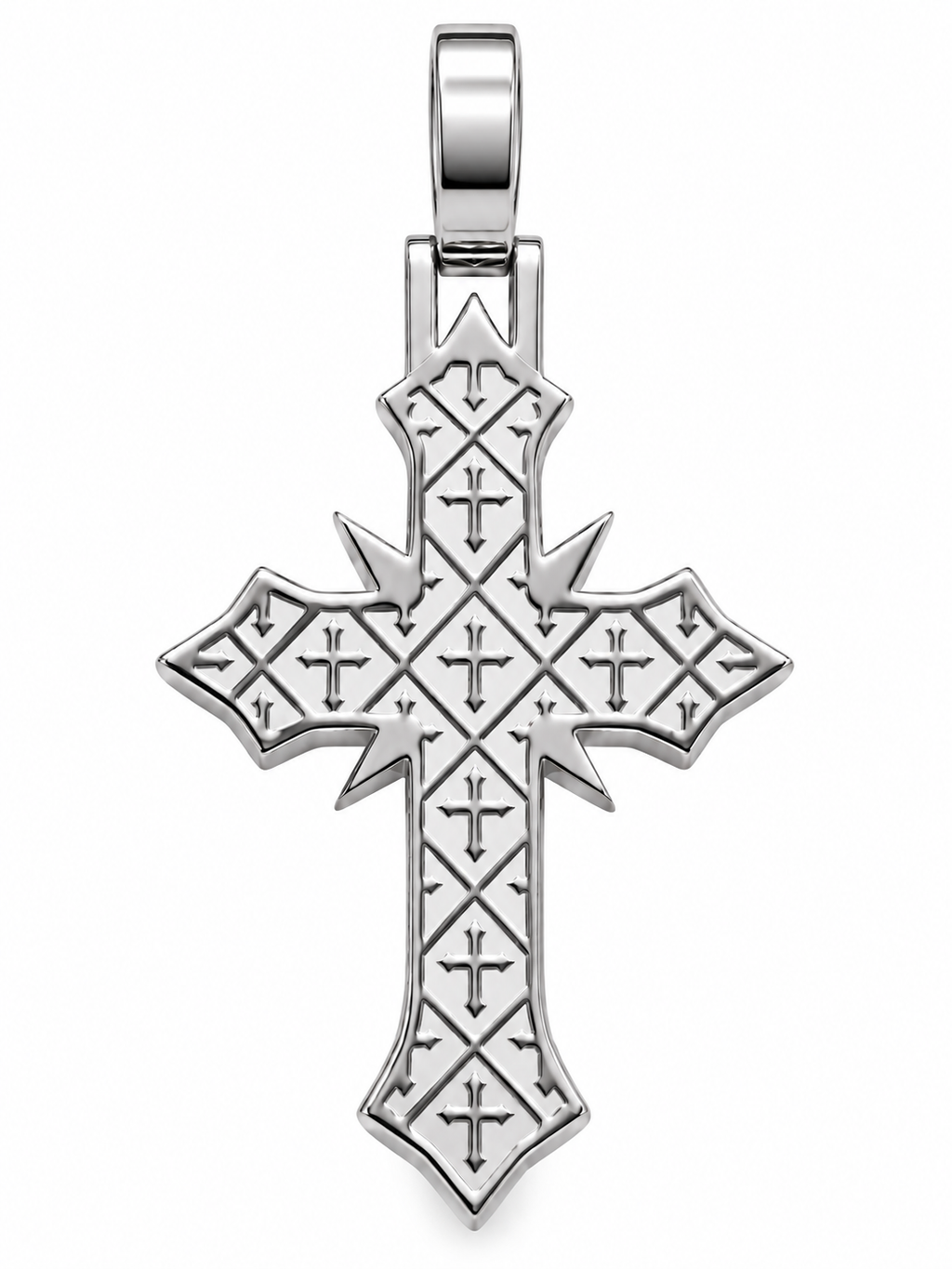 Silver Lab-Grown Diamond Cross Charm — 6.34 CTW