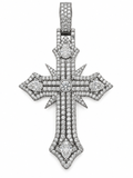 Silver Lab-Grown Diamond Cross Charm — 6.34 CTW