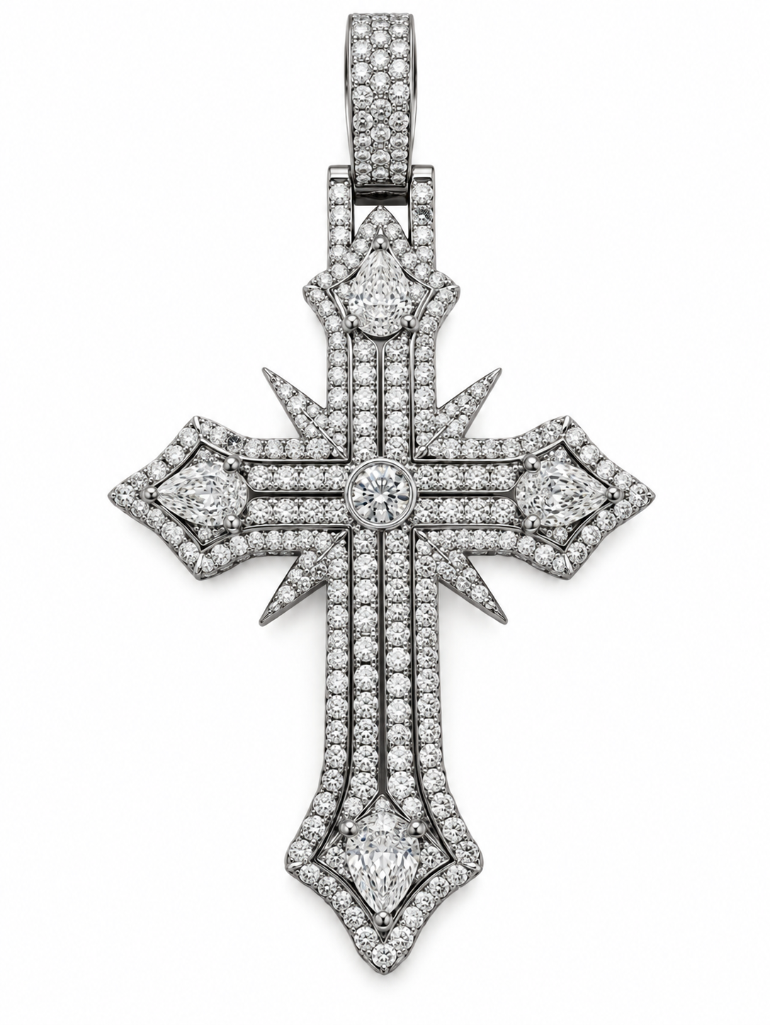 Silver Lab-Grown Diamond Cross Charm — 6.34 CTW