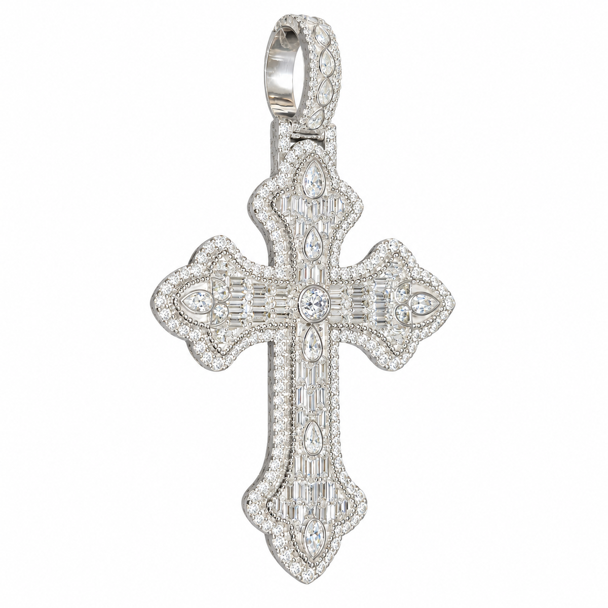 Silver Lab Grown Diamond Cross Charm-5.90 CTW