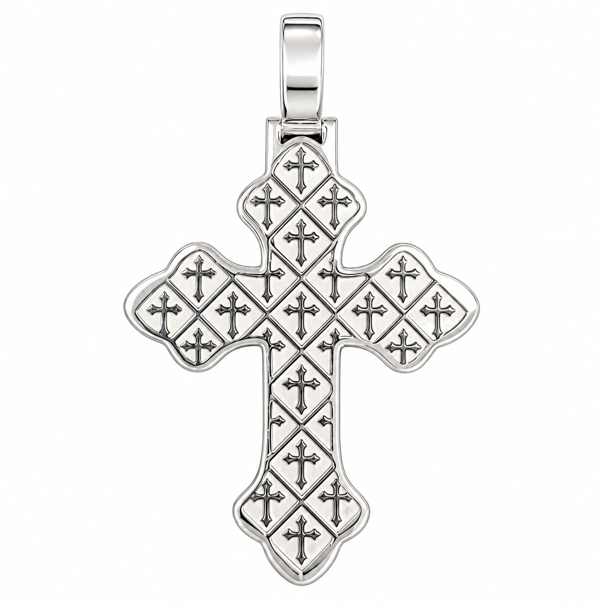 Silver Lab Grown Diamond Cross Charm-5.90 CTW