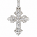Silver Lab Grown Diamond Cross Charm-5.90 CTW