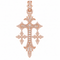 Silver Lab Grown Diamond Triple Cross Pendant Rose Gold-2.88 CTW