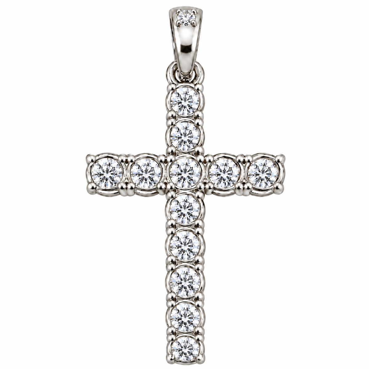 Silver Lab Grown Diamond Silver Cross Charm-6.70 CTW