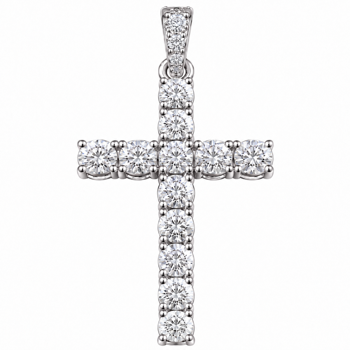 Silver Lab Grown Diamond Silver Cross Charm-6.70 CTW