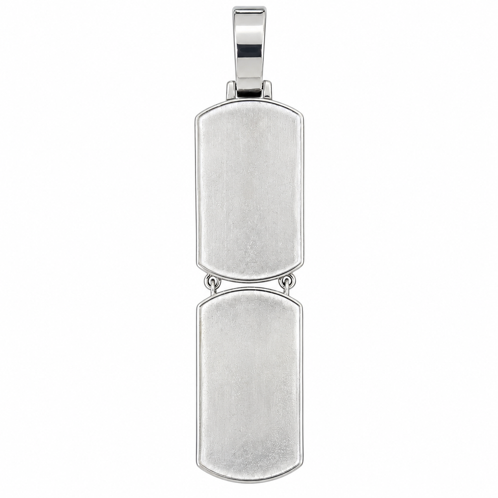 Silver Lab Grown Diamond Double Dog tag Charm-15.37 CTW
