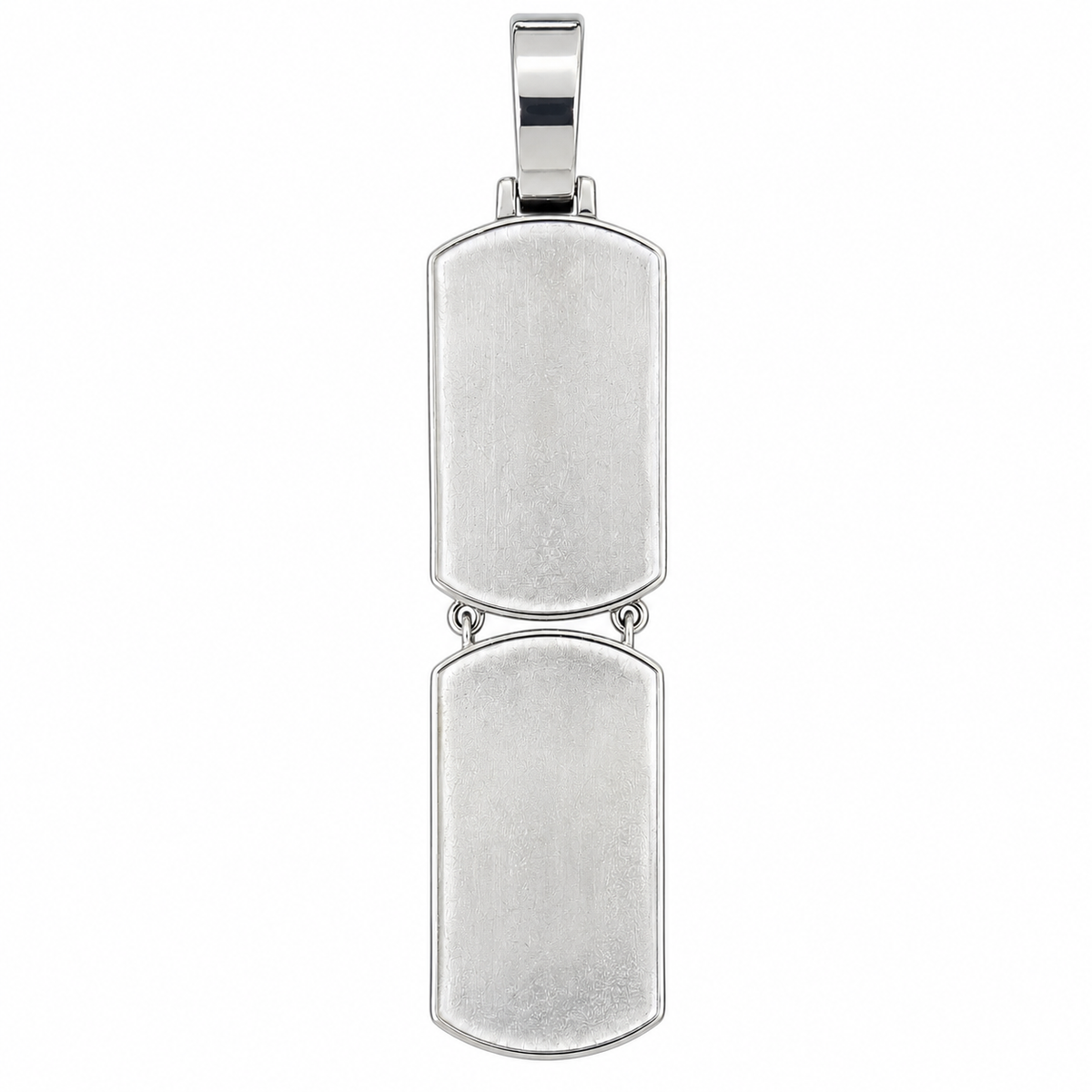 Silver Lab Grown Diamond Double Dog tag Charm-15.37 CTW