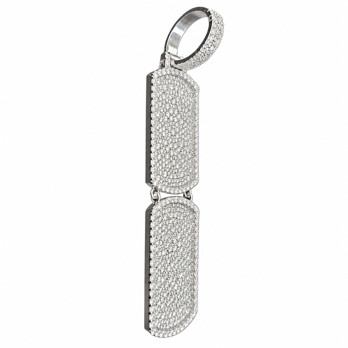 Silver Lab Grown Diamond Double Dog tag Charm-15.37 CTW