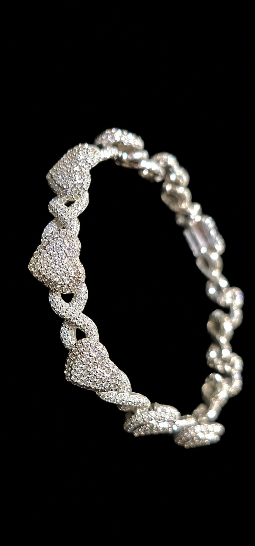 Silver Lab Grown Diamond Heart Infinity Bracelet -8.72 Ctw