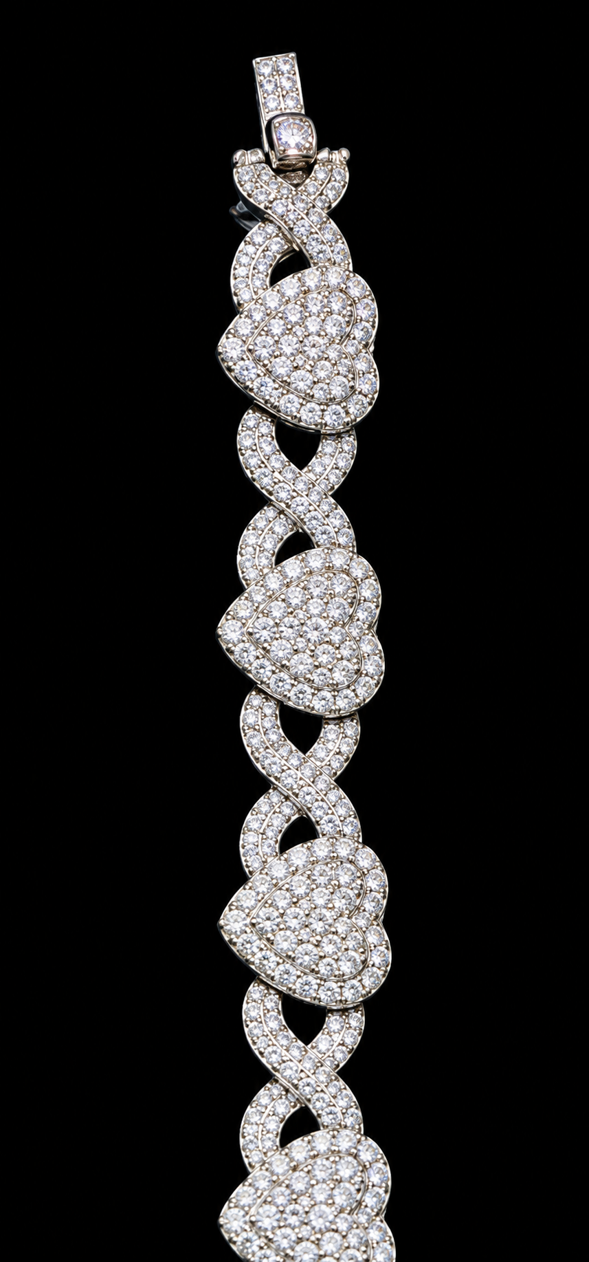 Silver Lab Grown Diamond Heart Infinity Bracelet -8.72 Ctw