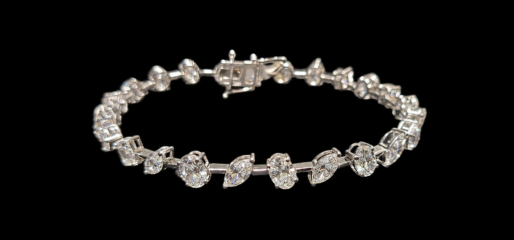 14KT Gold Lab Grown Diamond Fancy Cut Bracelet-10.05 CTW