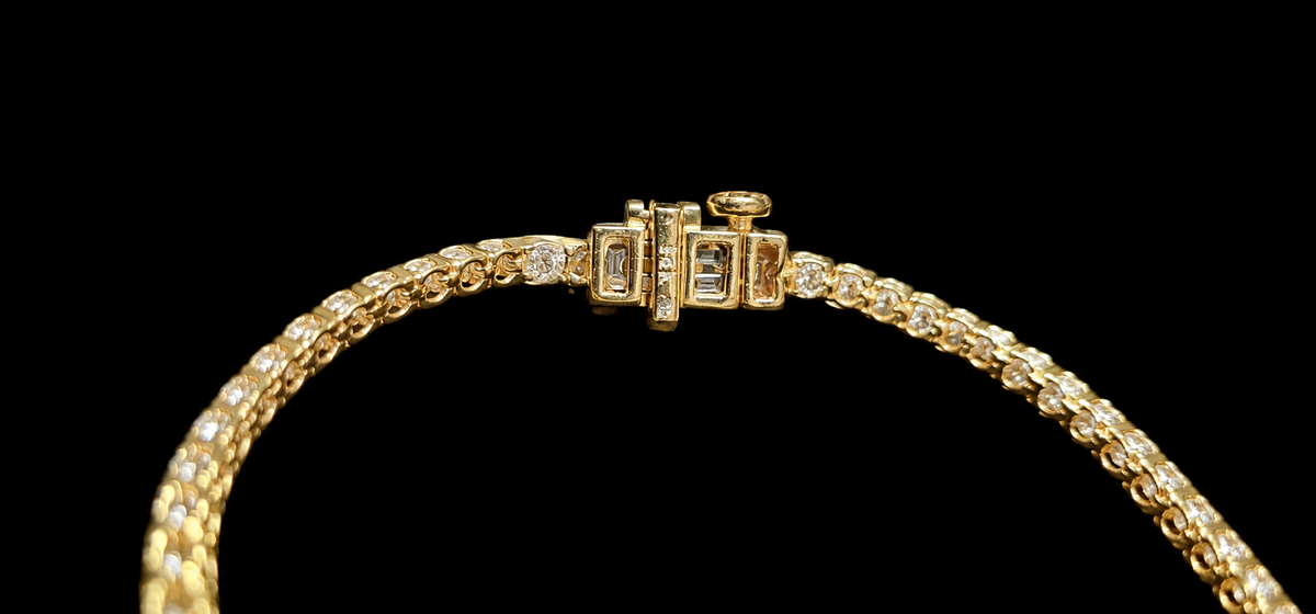 14KT Gold Lab Grown Diamond Round Cut Bracelet-2.97CTW