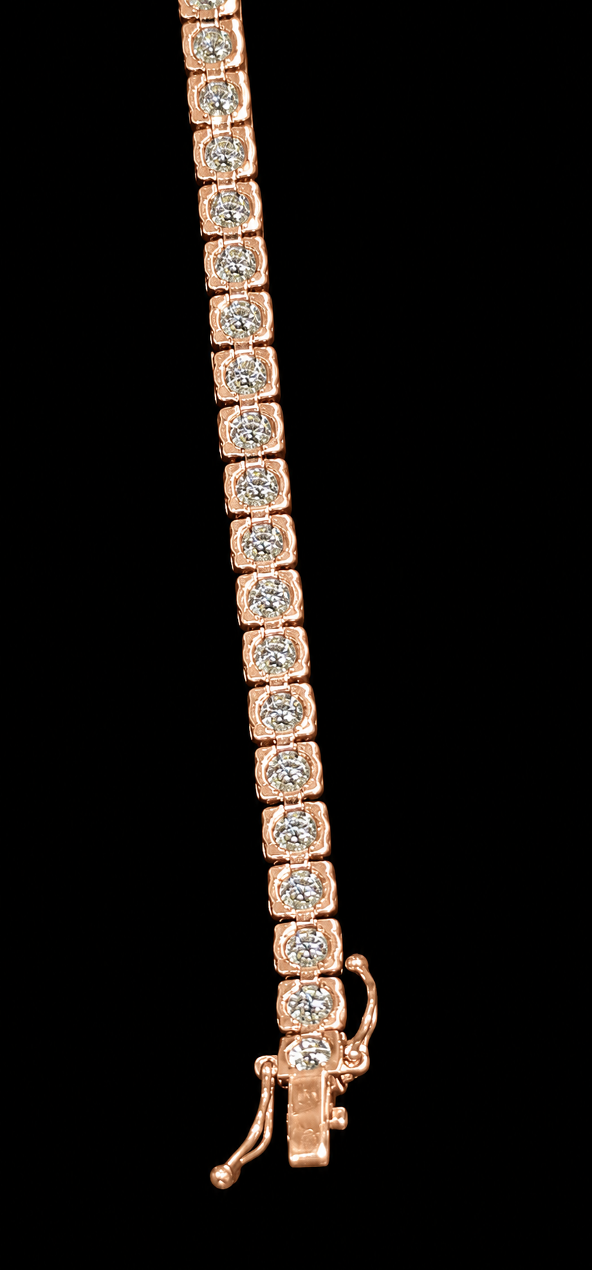 Silver Lab Grown Diamond Rose Gold Tennis Bracelet-19 CTW