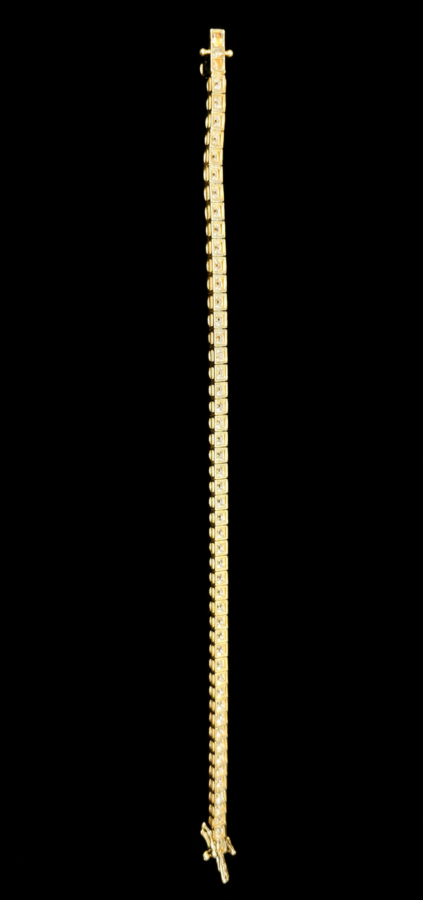 14KT Gold Lab-Grown Diamond Square-Cut Tennis Bracelet-7.01 CTW