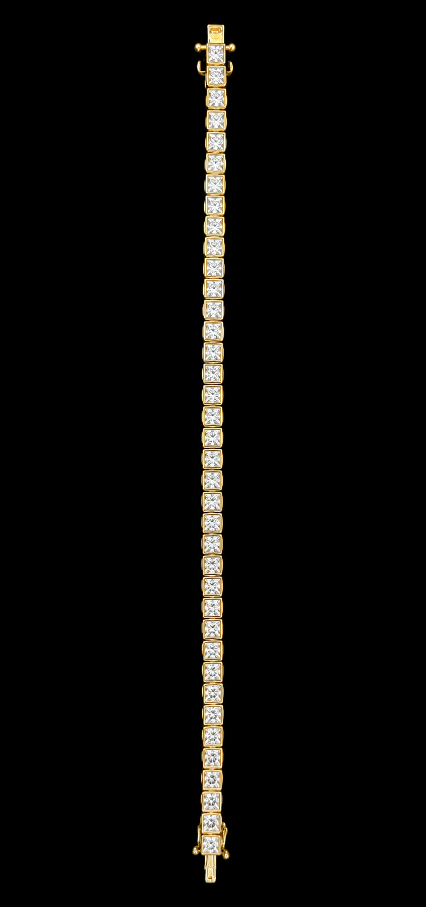 14KT Gold Lab-Grown Diamond Square-Cut Tennis Bracelet-7.01 CTW