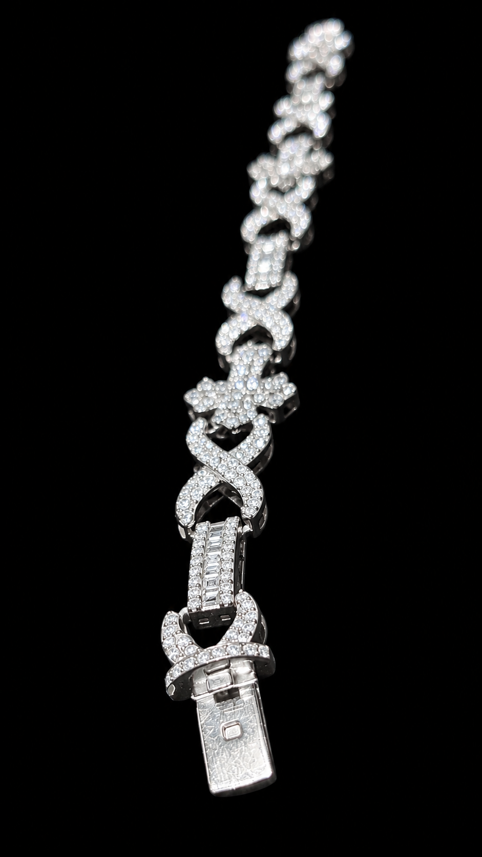 Silver Lab Grown Diamond Cross Infinity Bracelet-7.6 CTW