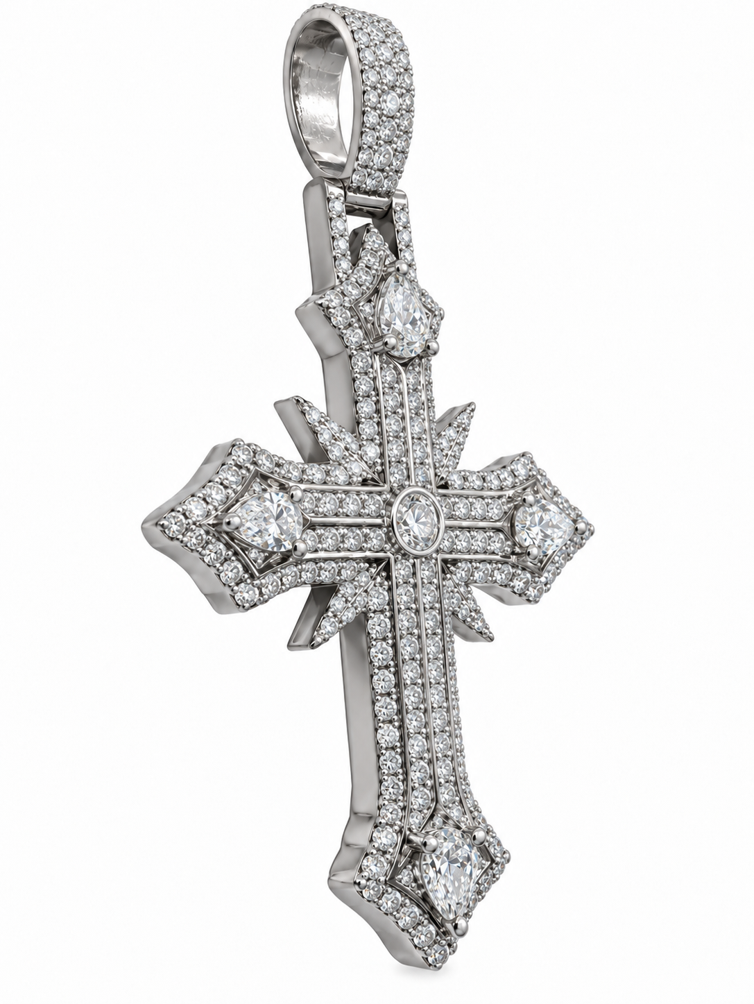 Silver Lab-Grown Diamond Cross Charm — 6.34 CTW
