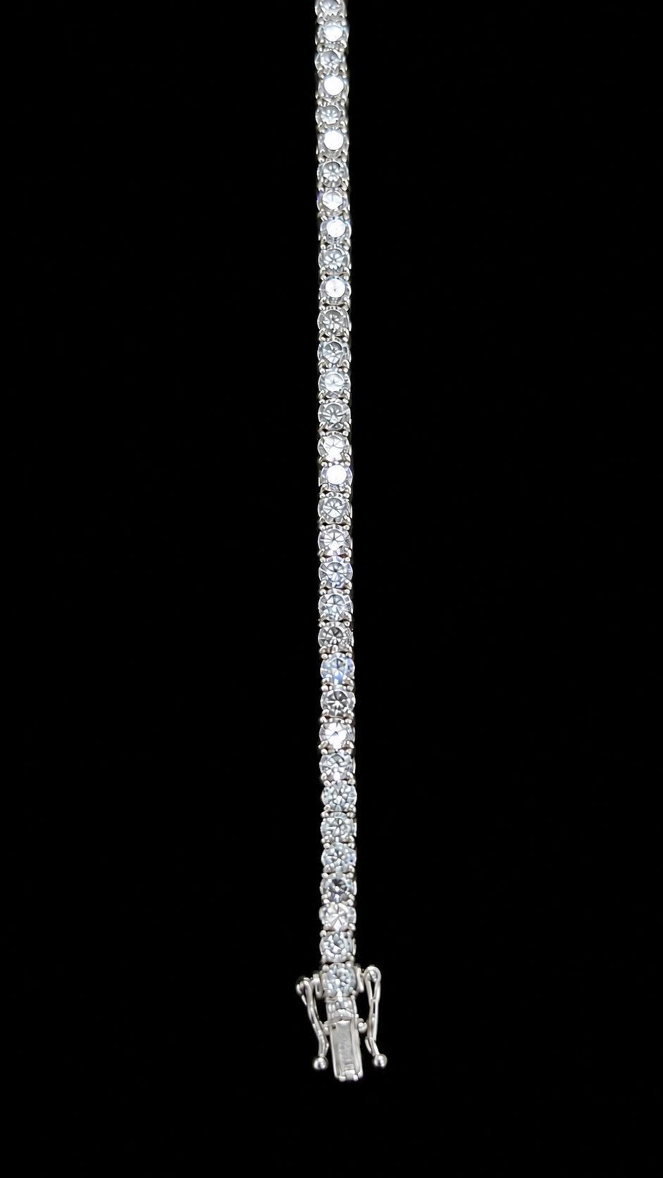 14KT White Gold Square-Cut Lab-Grown Diamond Tennis Bracelet-3.15 CTW
