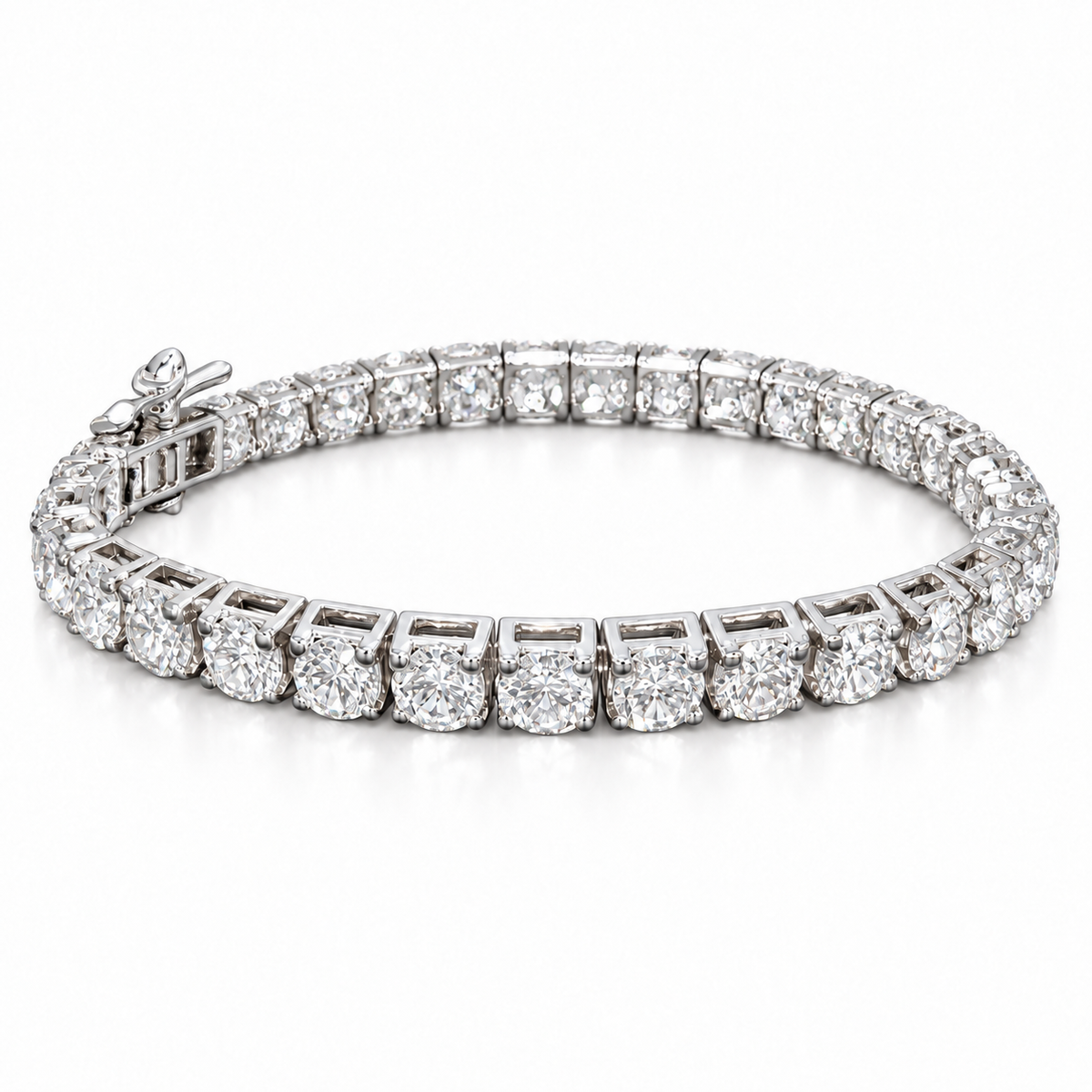 14KT White Gold Lab-Grown Diamond Tennis Bracelet-10.01 CTW