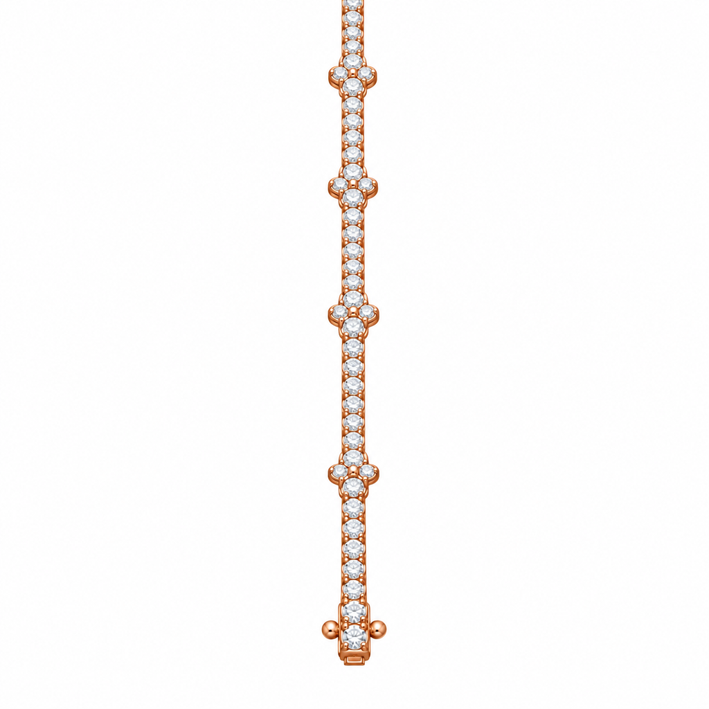 14KT Gold Lab Grown Diamond Rose Gold Floral Setting Bracelet-2.50 CTW