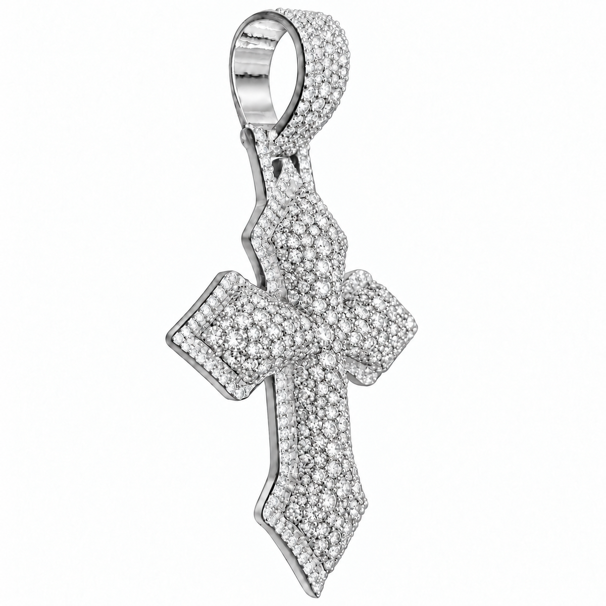 Silver Lab Grown Diamond Cross Charm-6.31 CTW