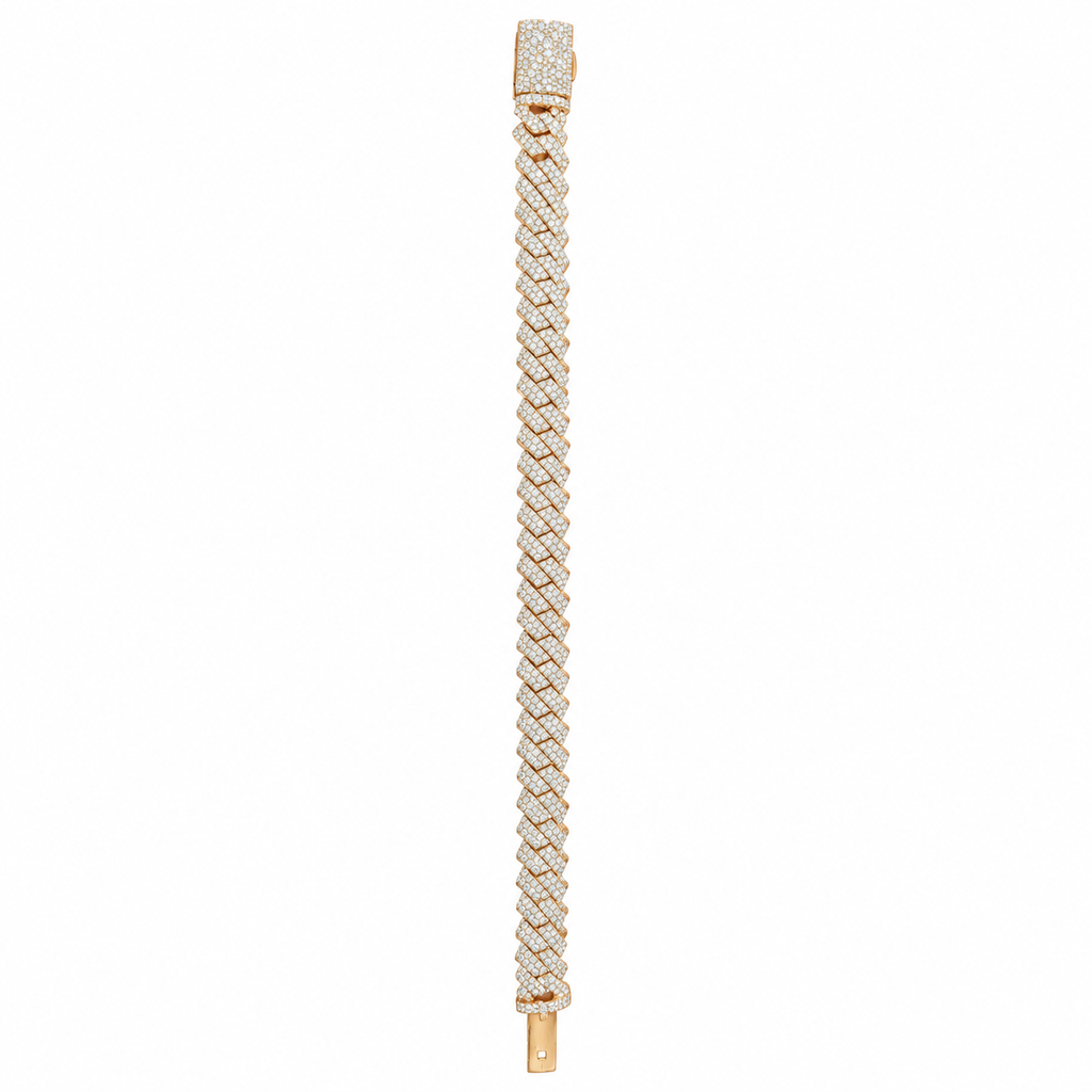 Silver Natural Diamond Rose Gold Snake Bracelet 10MM-6.65 CTW