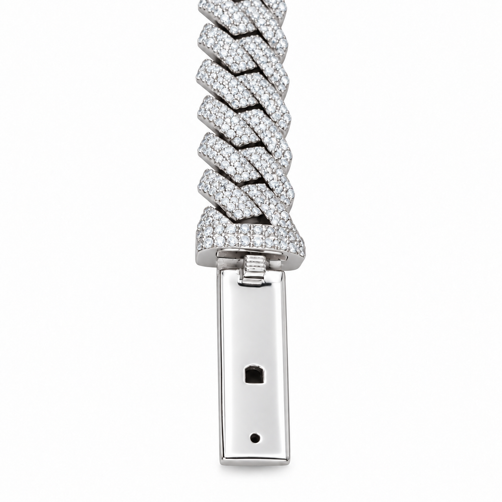 Silver Natural Diamond Snake Bracelet 12MM-6.90 CTW