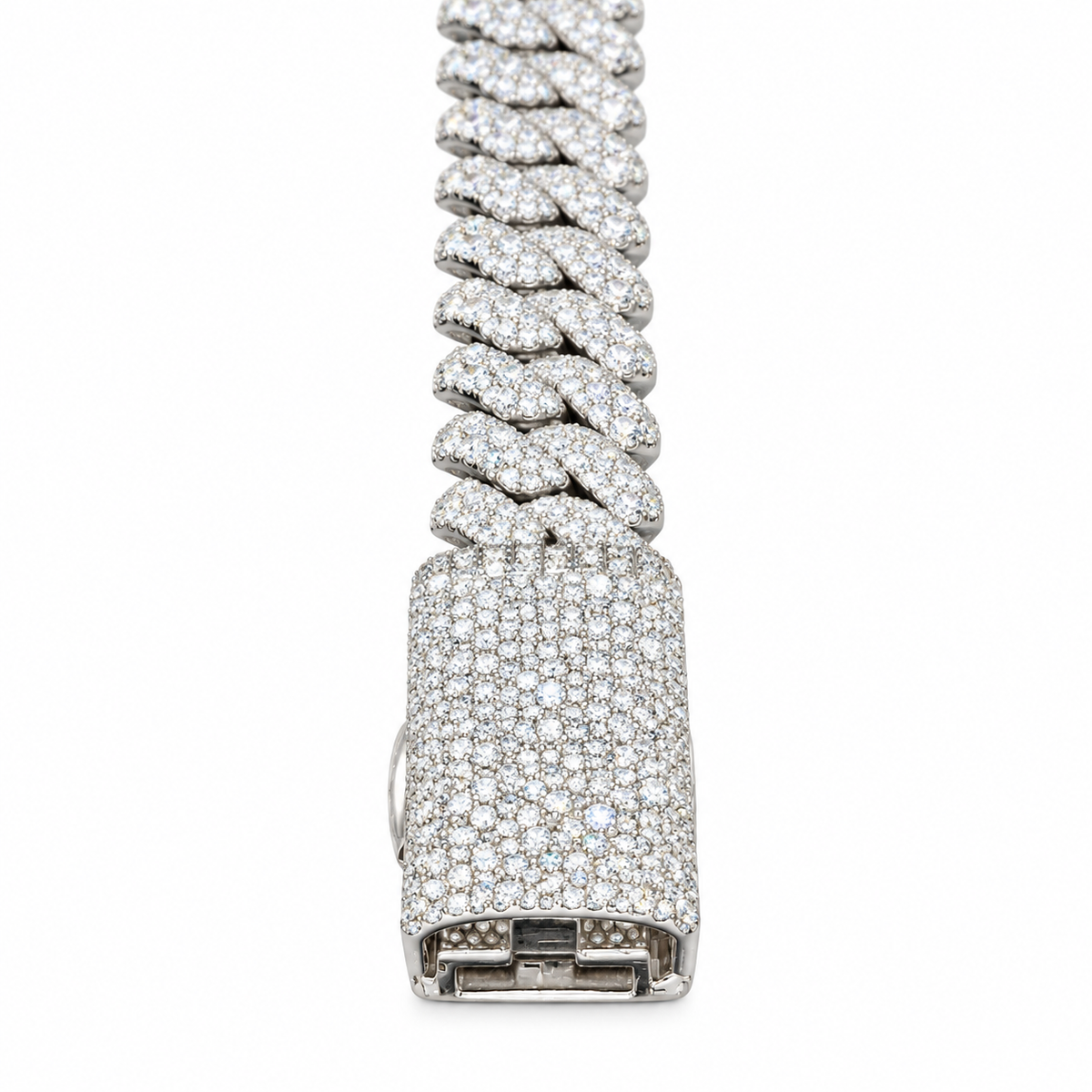 Silver Natural Diamond Snake Bracelet 12MM-6.90 CTW