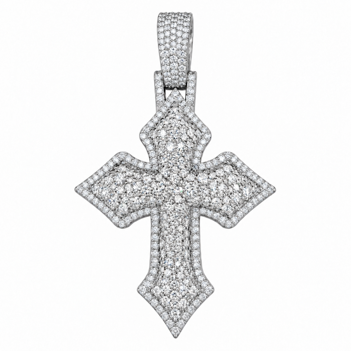 Silver Lab Grown Diamond Cross Charm-6.31 CTW